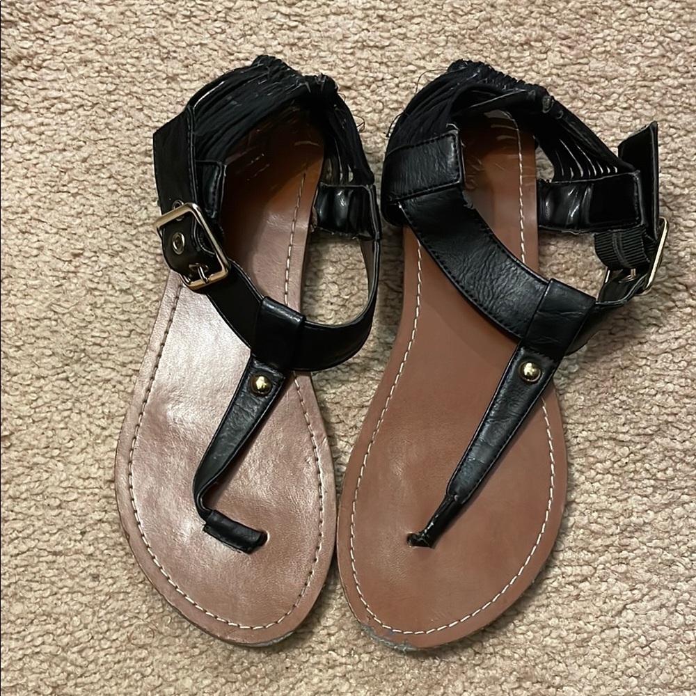 Black Leather Sandals